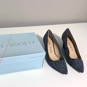 Sole Society "Juli" Black and White Tweed 3" Wedge 7M